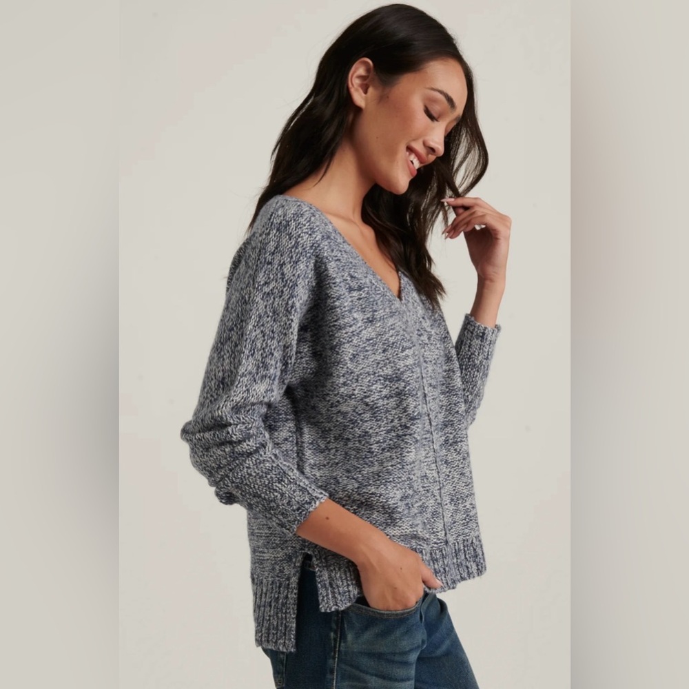 Lucky Brand Marbled Knit V-Neck Sweater